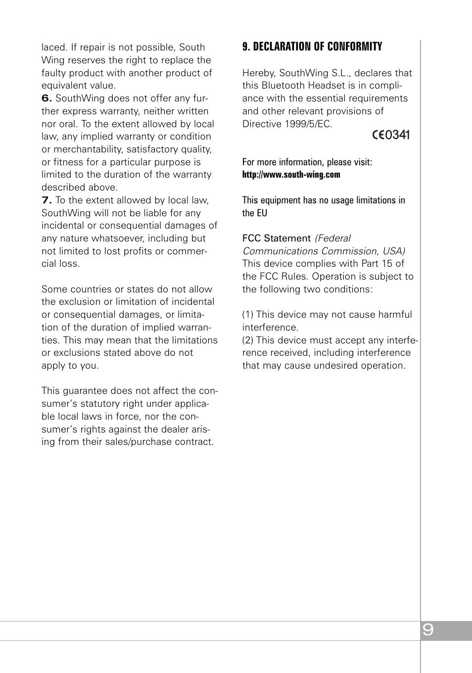 Southwing SH305 User Manual | Page 9 / 60