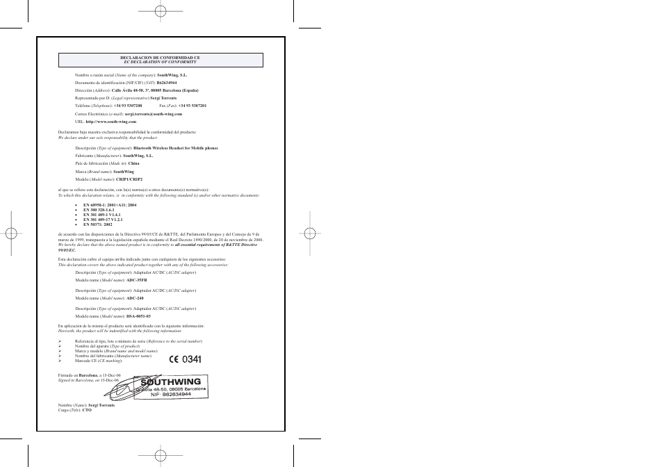 Southwing SH440 User Manual | Page 37 / 37