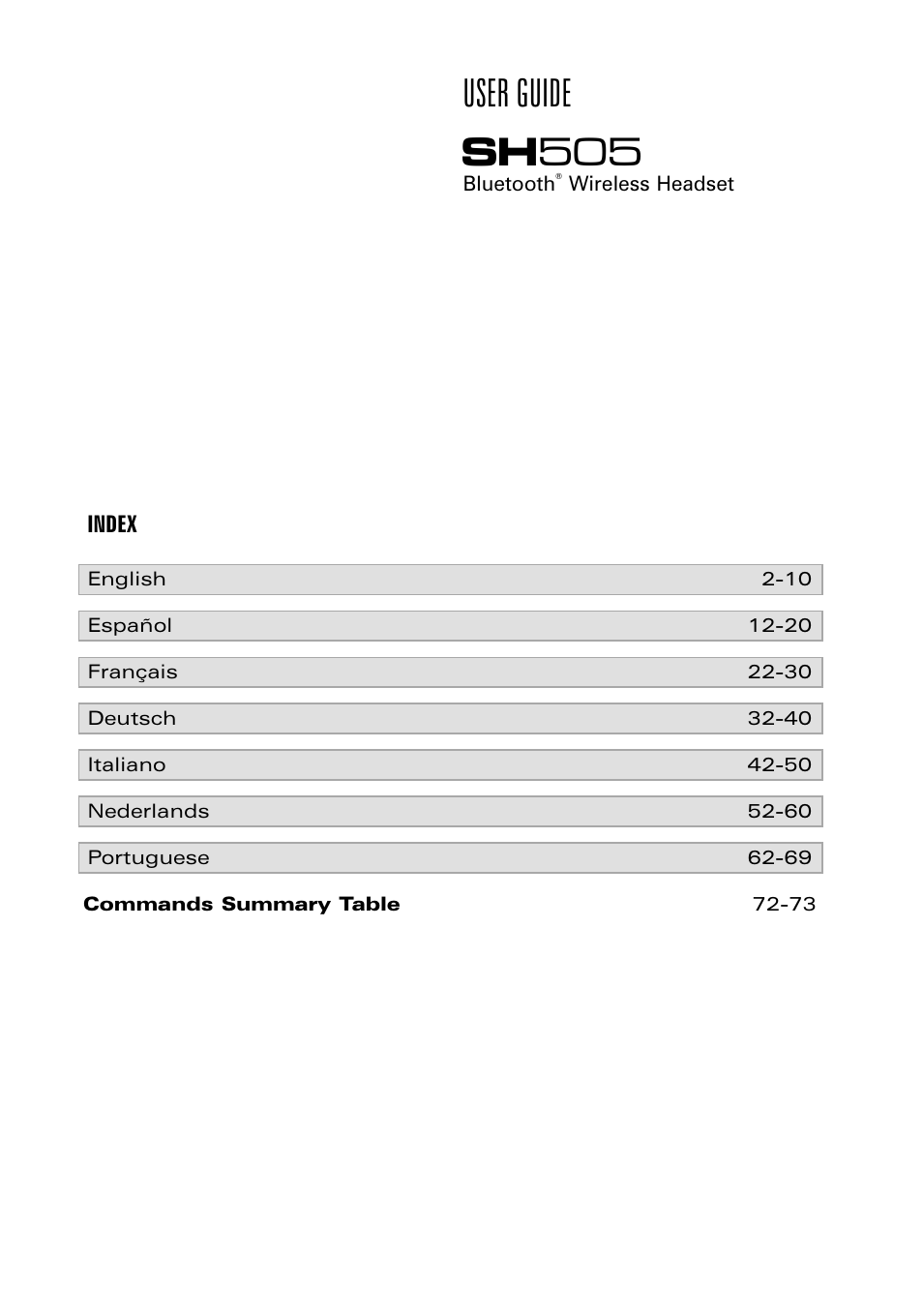Southwing SH505 User Manual | 74 pages
