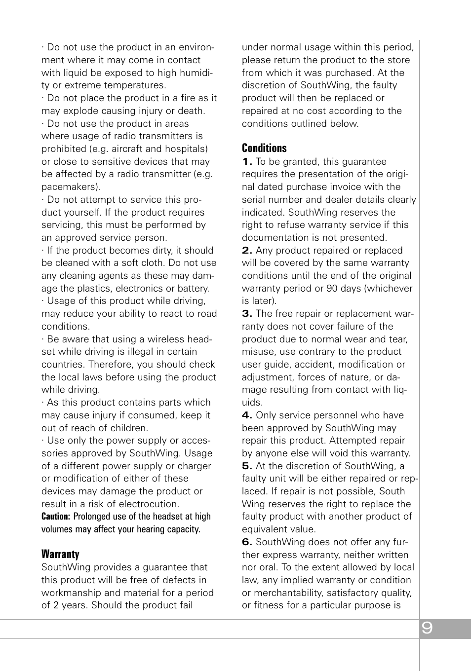 Southwing SH505 User Manual | Page 9 / 74