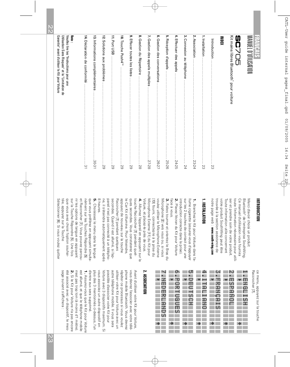 Manuel d ’utilisa tion sc 705, Français | Southwing SC705 User Manual | Page 12 / 37