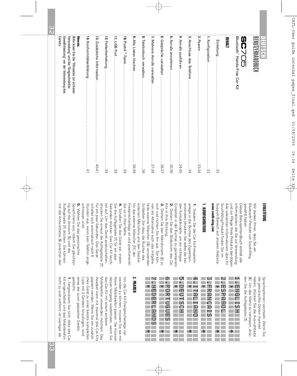 Benutzerhandbuch sc 705, Deutsch | Southwing SC705 User Manual | Page 17 / 37