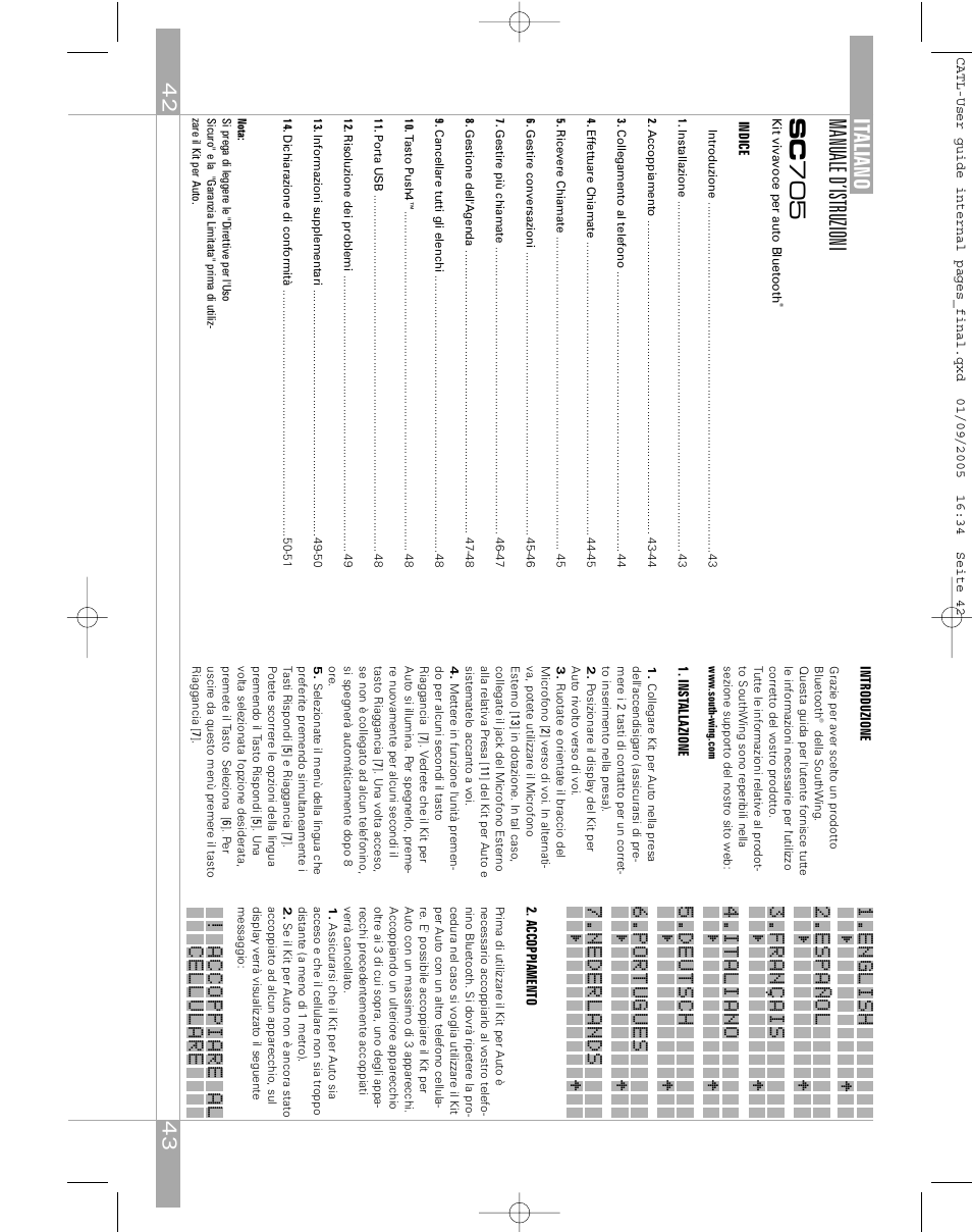 Manuale d ’istruzioni sc 705, It aliano | Southwing SC705 User Manual | Page 22 / 37