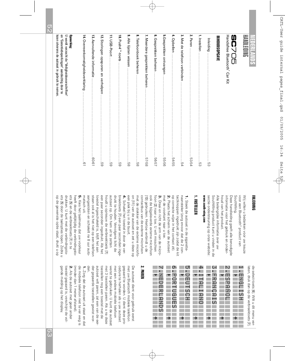 Handleiding sc 705, Nederl ands | Southwing SC705 User Manual | Page 27 / 37
