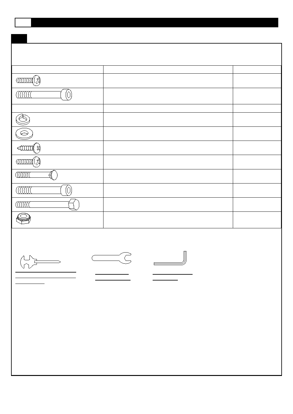 Supplied components / supplied hardware | Smooth Fitness V390 User Manual | Page 8 / 58