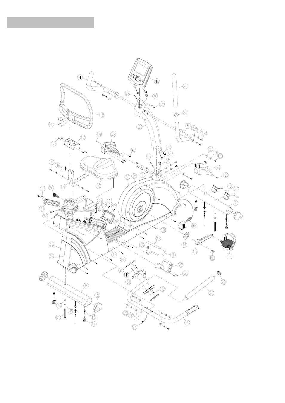 Exploded diagram 1 | Smooth Fitness SB4 User Manual | Page 20 / 23