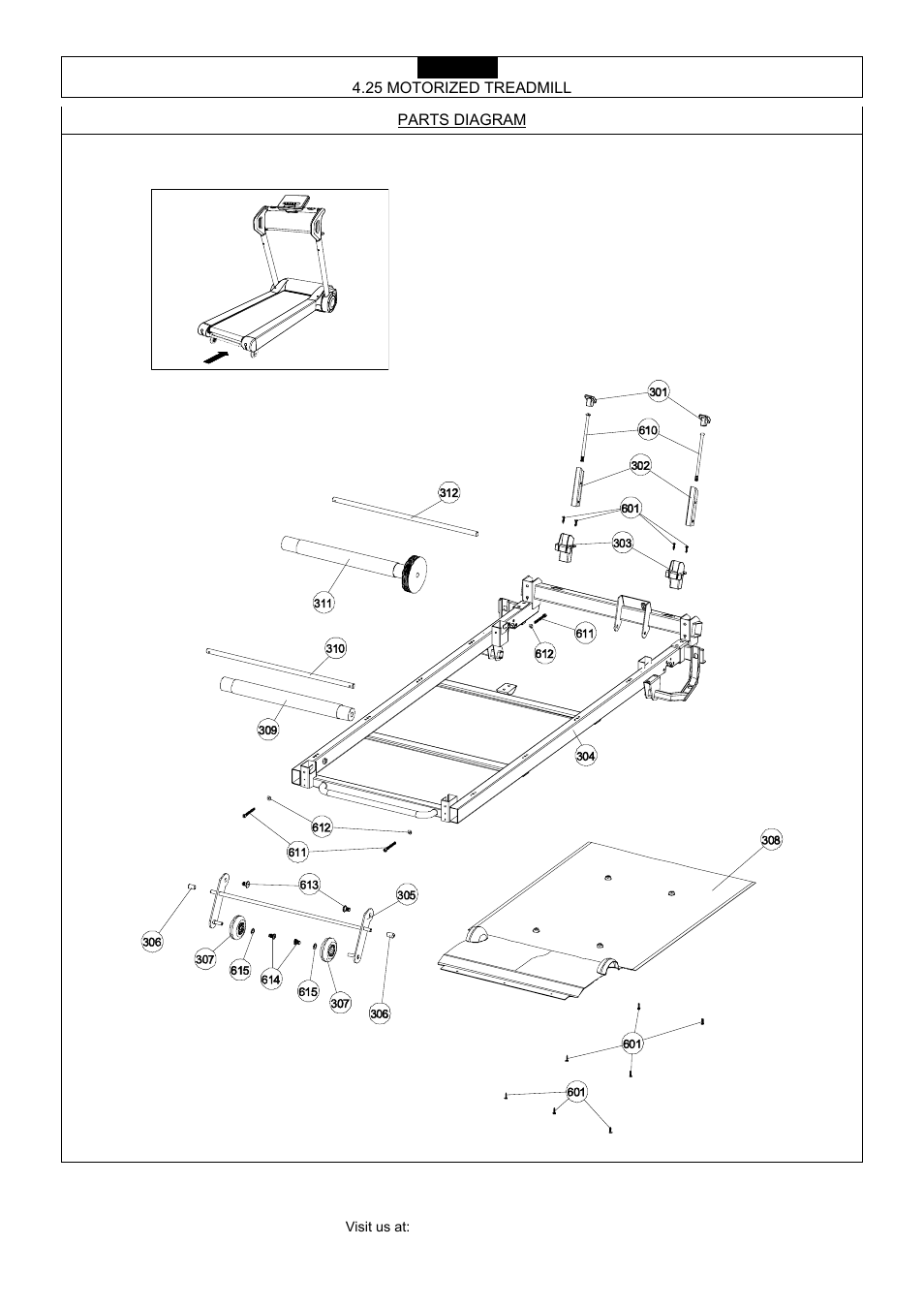 Parts diagram | Smooth Fitness 4.25 User Manual | Page 10 / 29