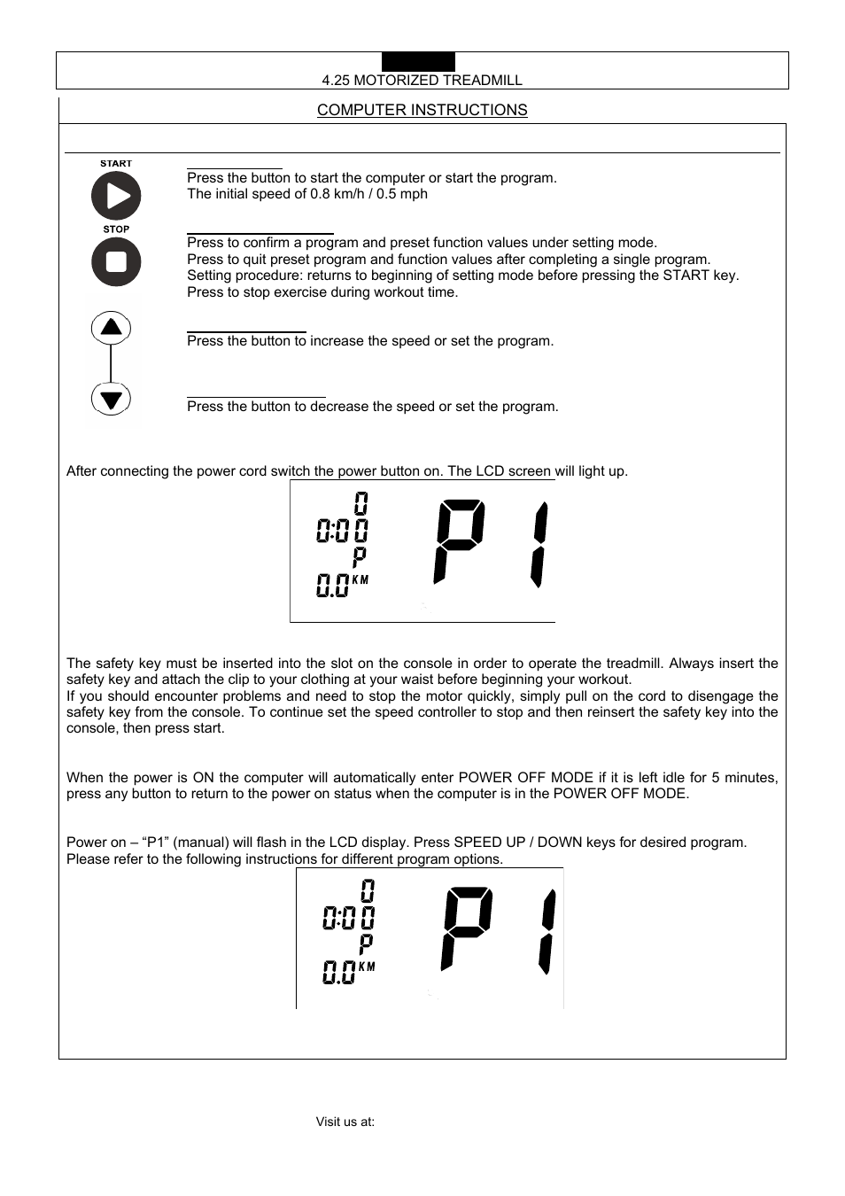 Computer instructions | Smooth Fitness 4.25 User Manual | Page 19 / 29