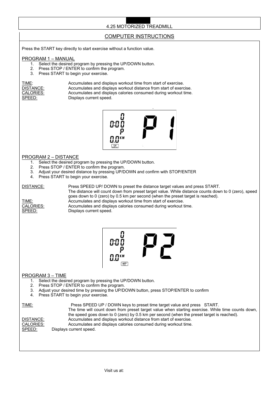 Computer instructions | Smooth Fitness 4.25 User Manual | Page 20 / 29