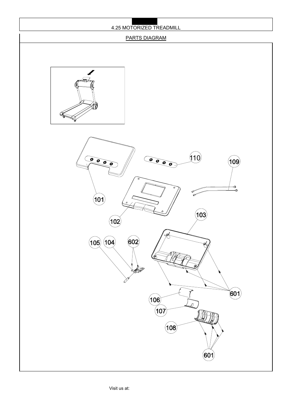 Parts diagram | Smooth Fitness 4.25 User Manual | Page 7 / 29