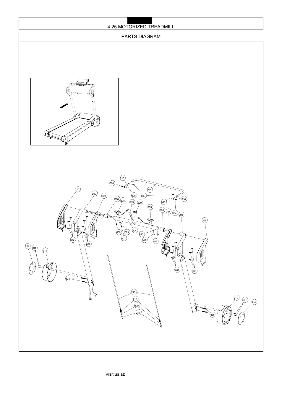 Parts diagram, 25 motorized treadmill | Smooth Fitness 4.25 User Manual | Page 8 / 29