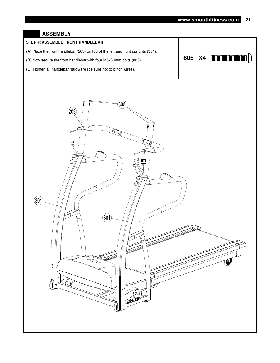 805 x4 | Smooth Fitness 9.35HR User Manual | Page 21 / 38