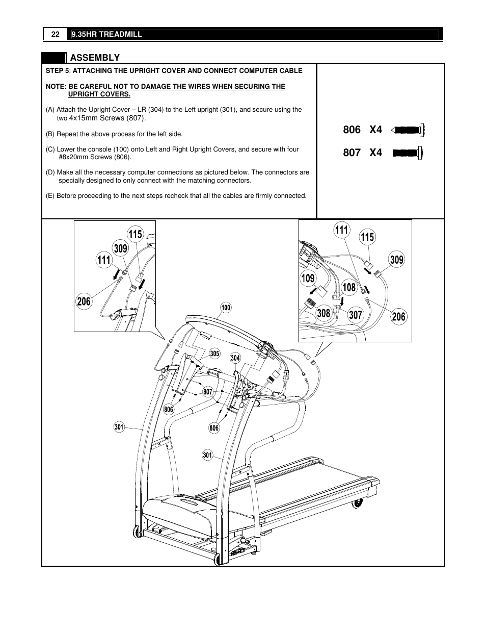 806 x4, 807 x4 | Smooth Fitness 9.35HR User Manual | Page 22 / 38