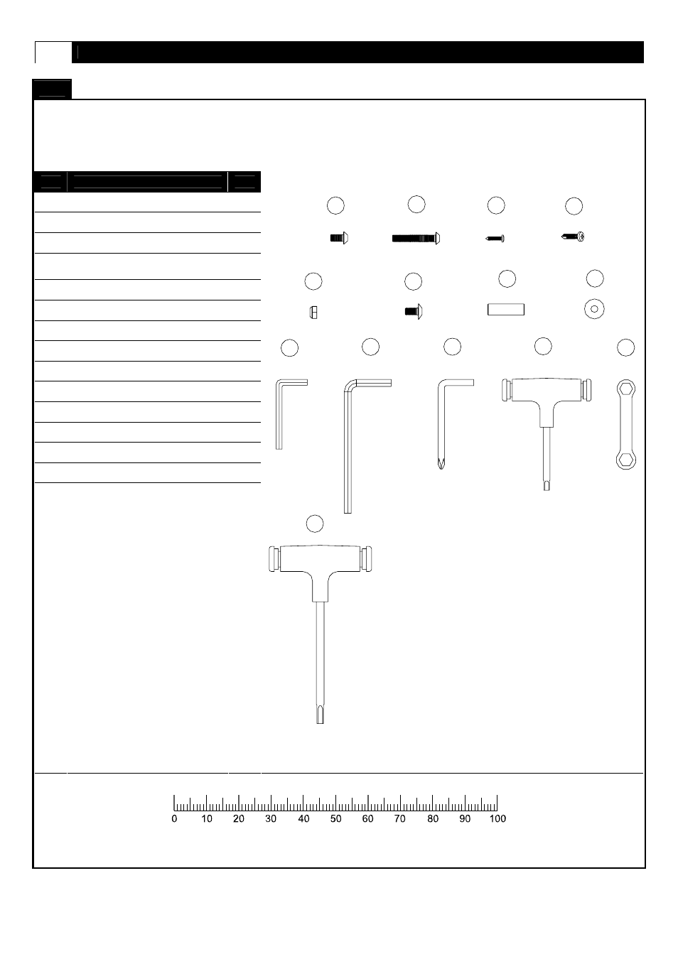 Supplied hardware, Millimeters | Smooth Fitness 9.45TV User Manual | Page 6 / 42