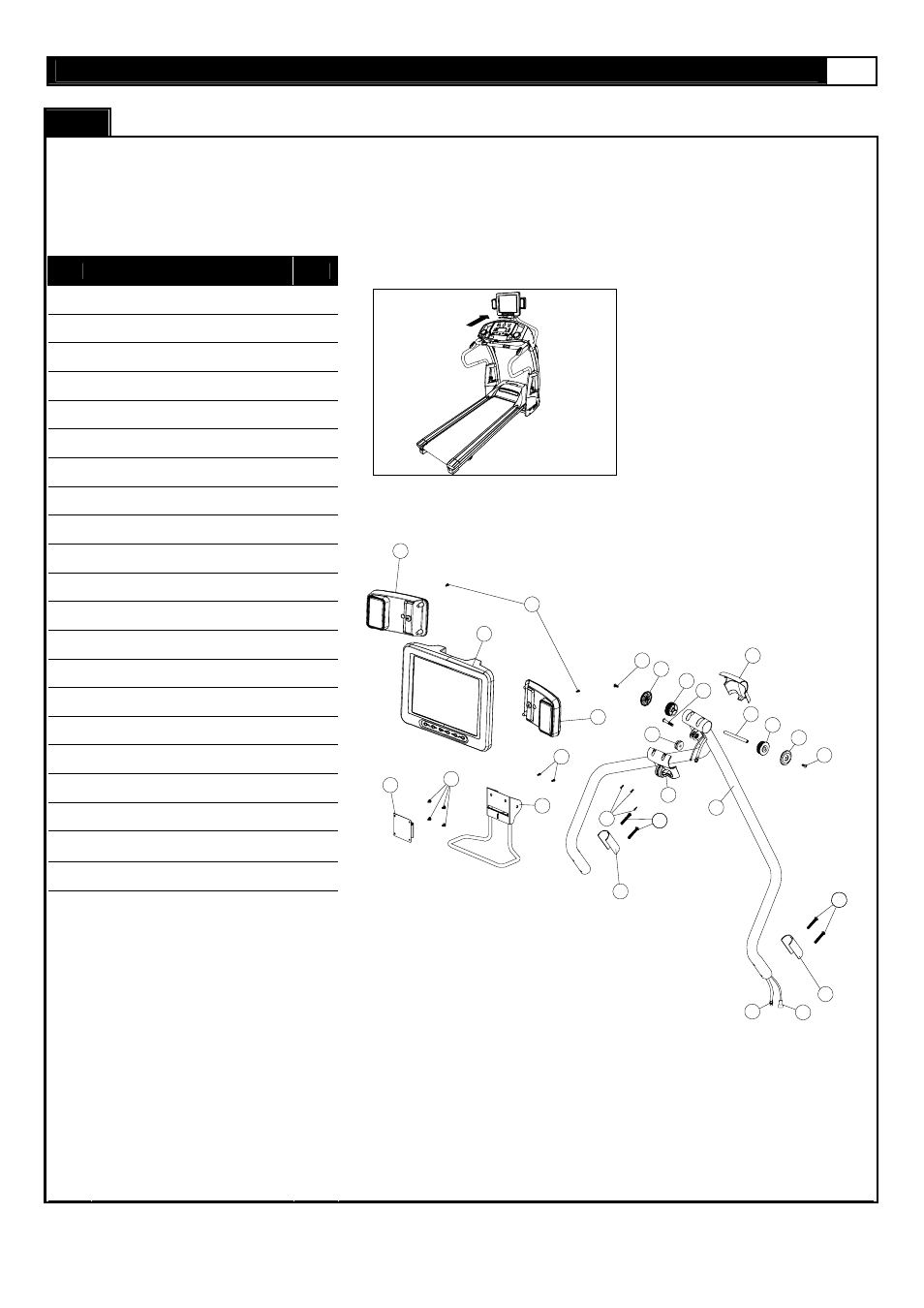 Supplied components, Tv attachment parts list | Smooth Fitness 9.45TV User Manual | Page 7 / 42