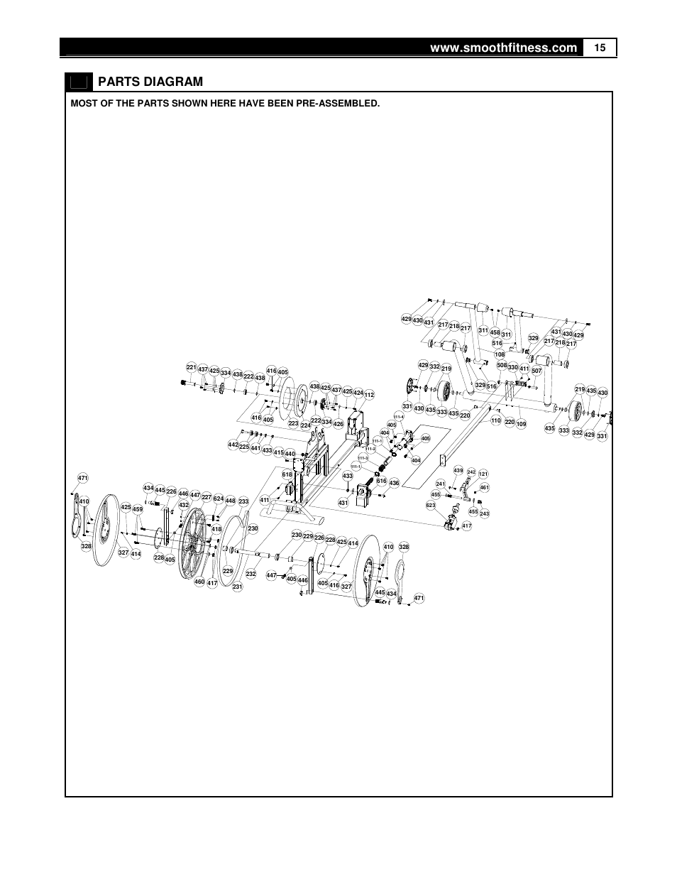 Parts diagram | Smooth Fitness DMT X2 User Manual | Page 15 / 45