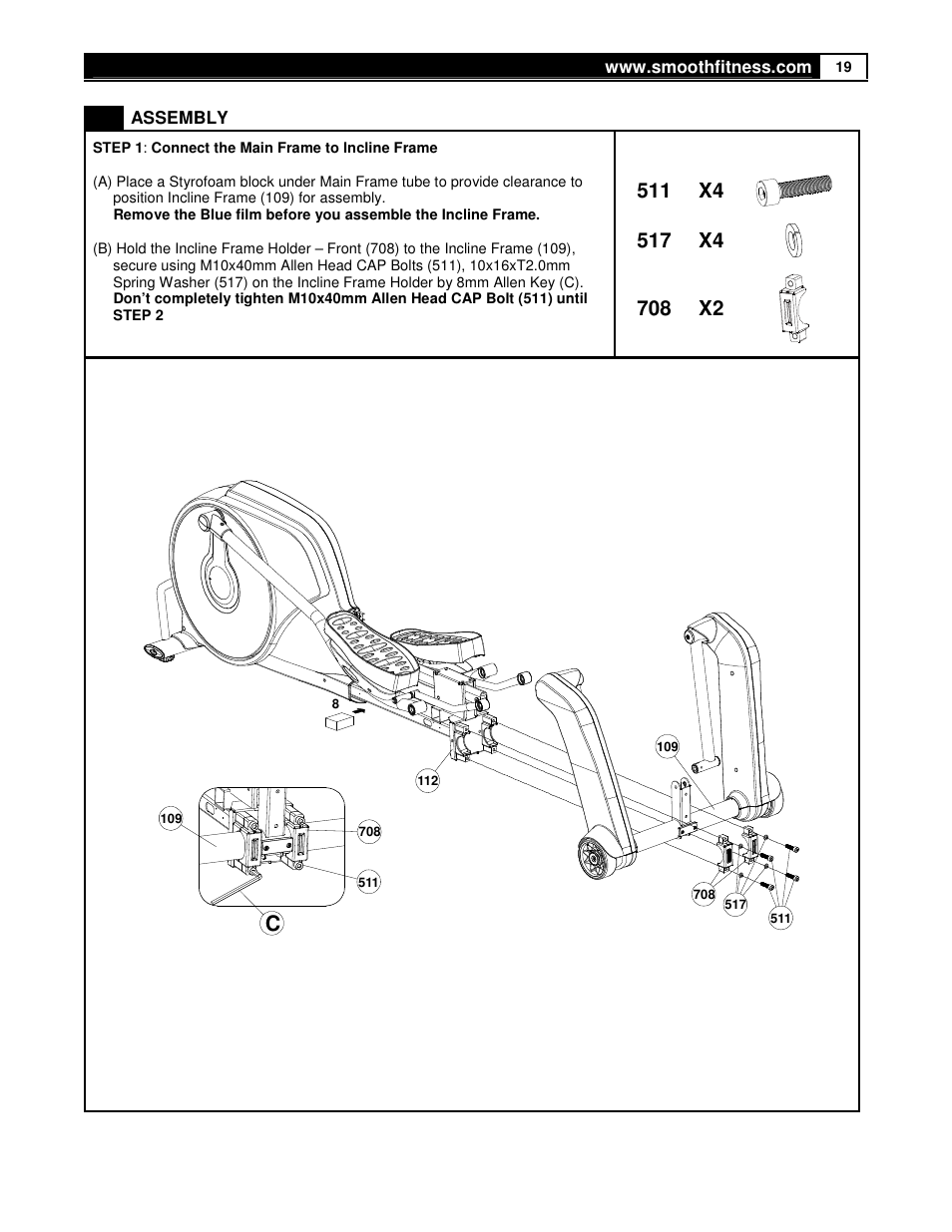 511 x4, 517 x4, 708 x2 | Smooth Fitness DMT X2 User Manual | Page 19 / 45