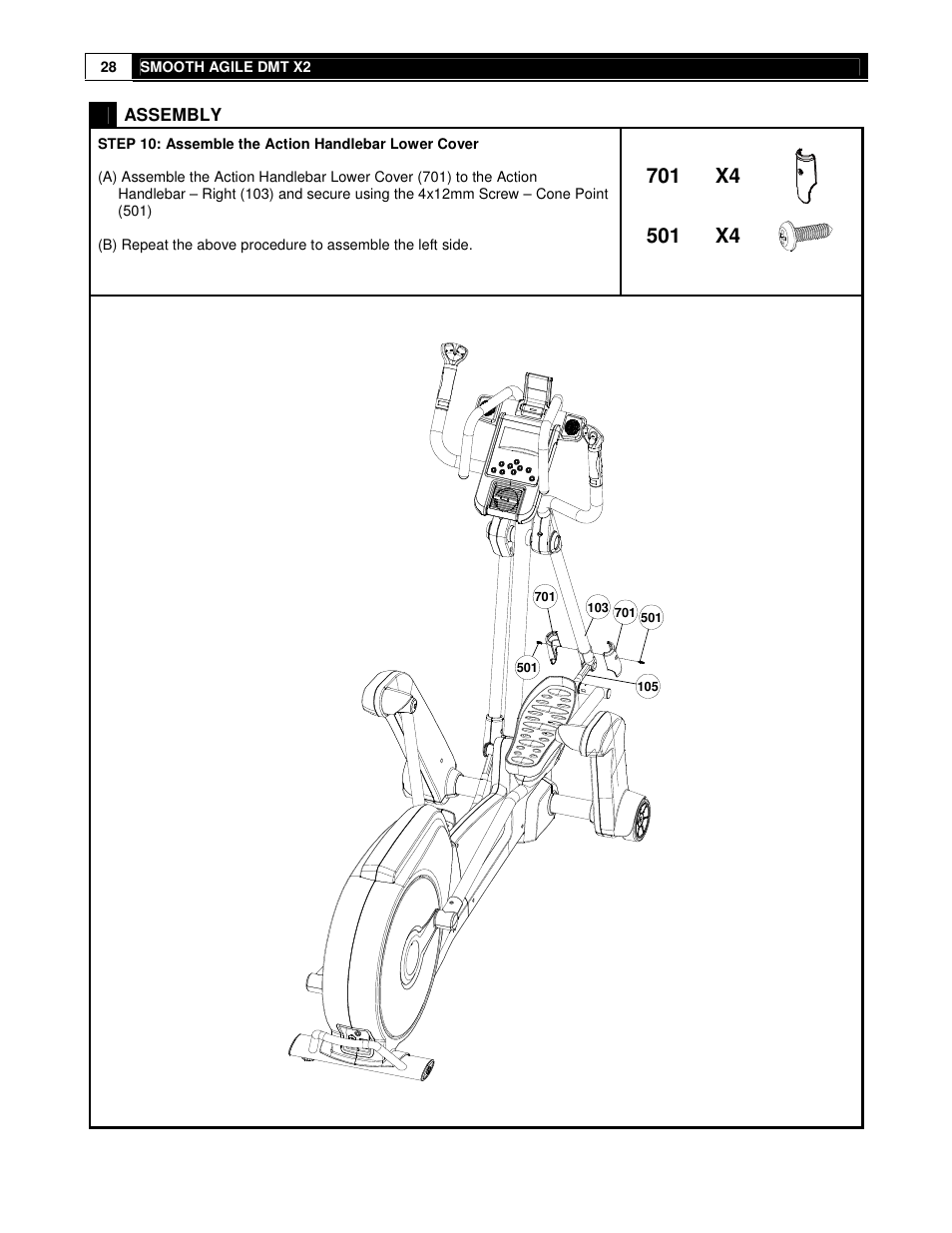 701 x4, 501 x4 | Smooth Fitness DMT X2 User Manual | Page 28 / 45