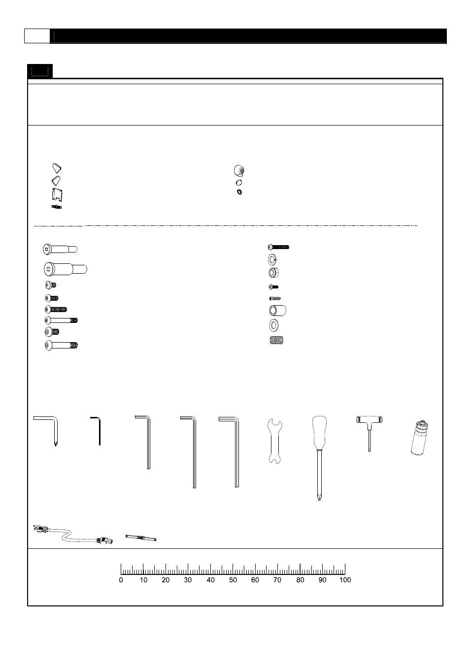 Supplied hardware, Millimeters, Box - e | 326 taper fixing insert 4pcs | Smooth Fitness Smooth 9.25x User Manual | Page 6 / 49