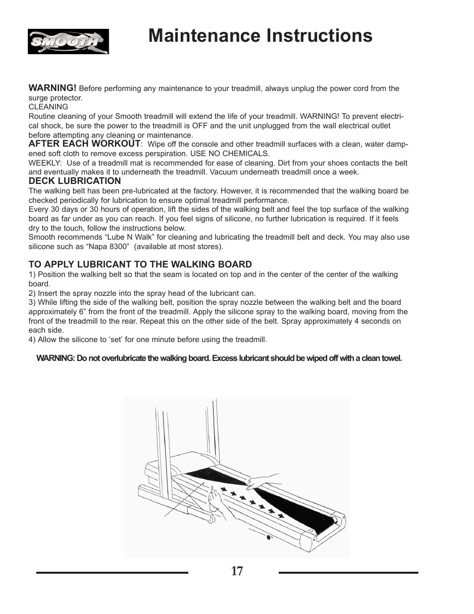 Maintenance instructions | Smooth Fitness SMT9.2HRAB User Manual | Page 17 / 20