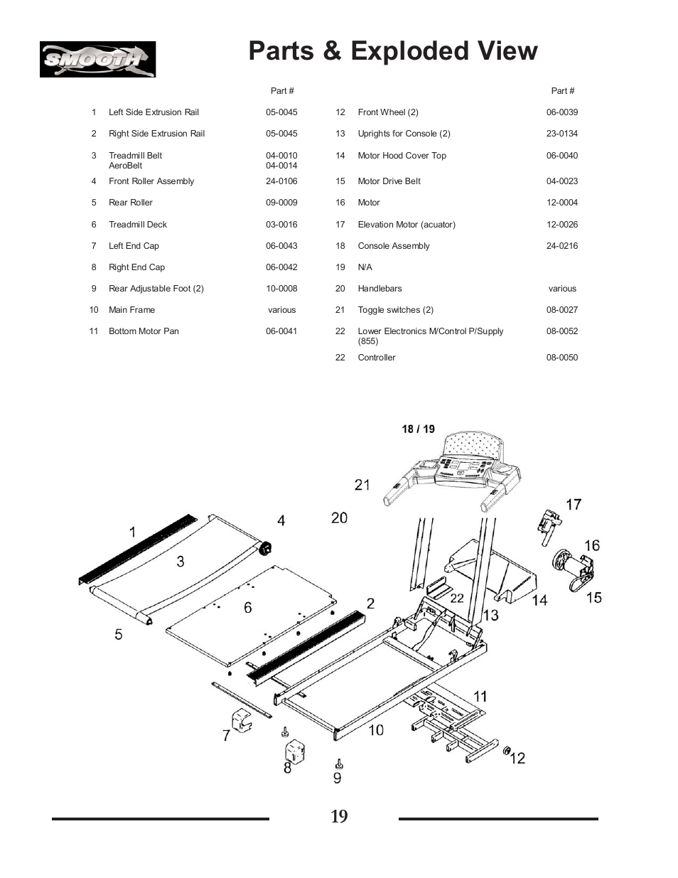 Parts & exploded view | Smooth Fitness SMT9.2HRAB User Manual | Page 19 / 20