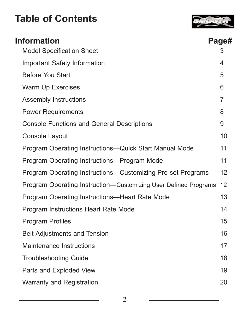 Smooth Fitness SMT9.2HRAB User Manual | Page 2 / 20