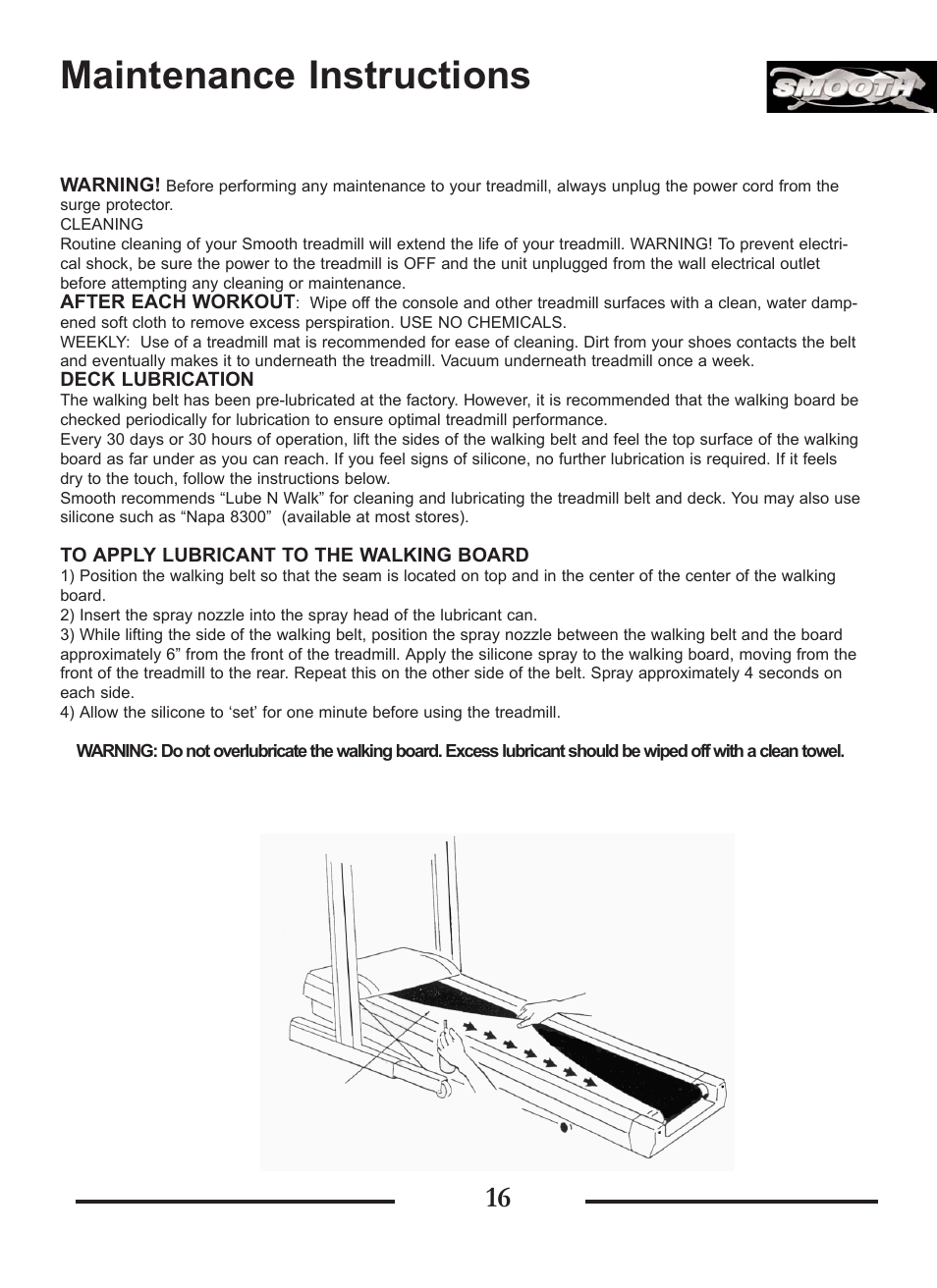 Maintenance instructions | Smooth Fitness SMT9.2P User Manual | Page 16 / 19