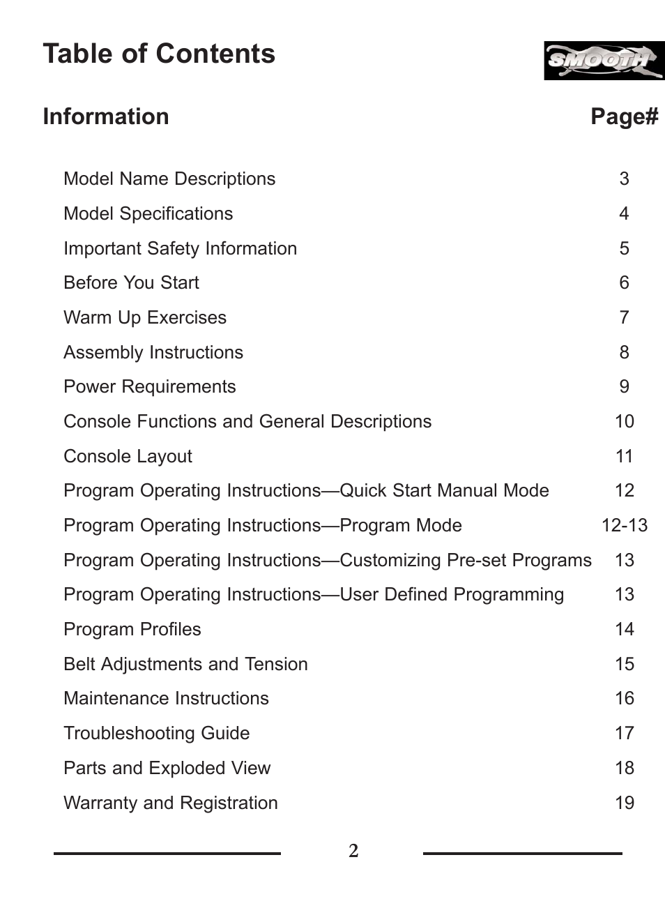 Smooth Fitness SMT9.2P User Manual | Page 2 / 19