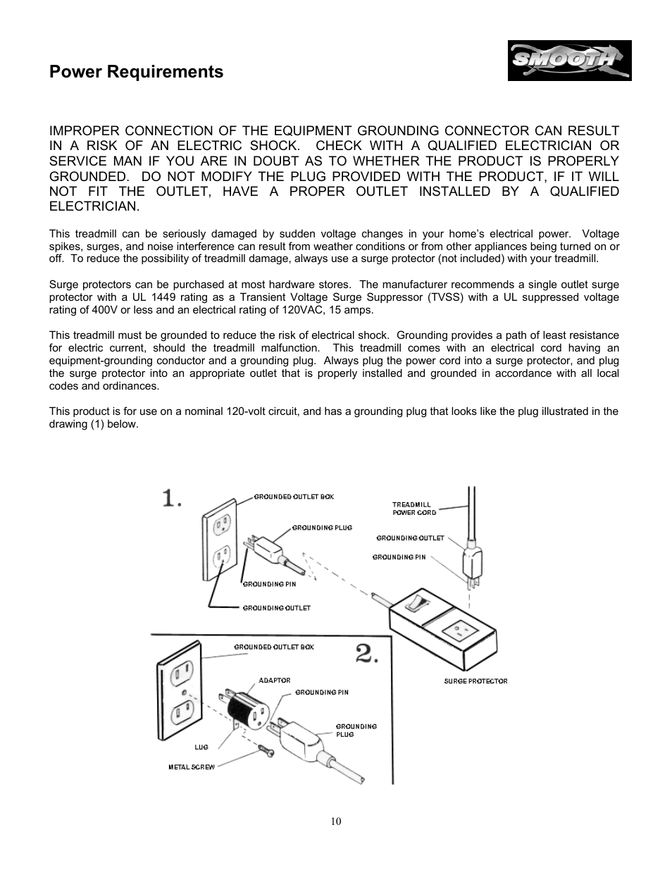 Power requirements | Smooth Fitness SM9.3AB User Manual | Page 10 / 31