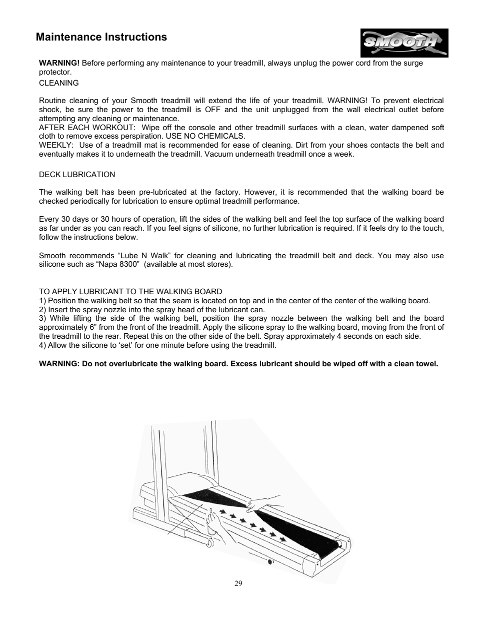 Maintenance instructions | Smooth Fitness SM9.3AB User Manual | Page 29 / 31