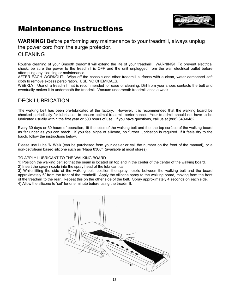 Maintenance instructions | Smooth Fitness 5.3P User Manual | Page 13 / 17