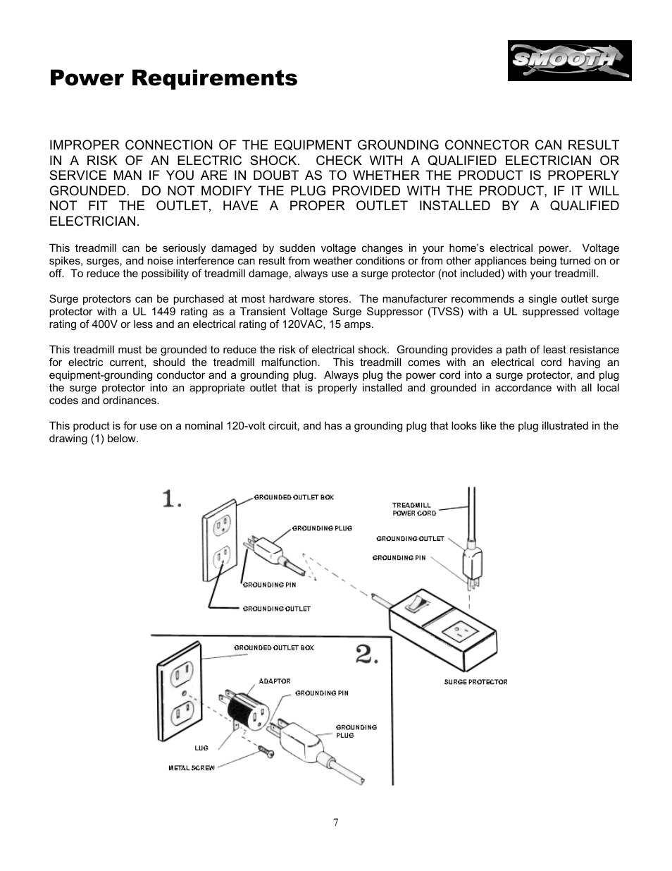 Power requirements | Smooth Fitness 5.3P User Manual | Page 7 / 17