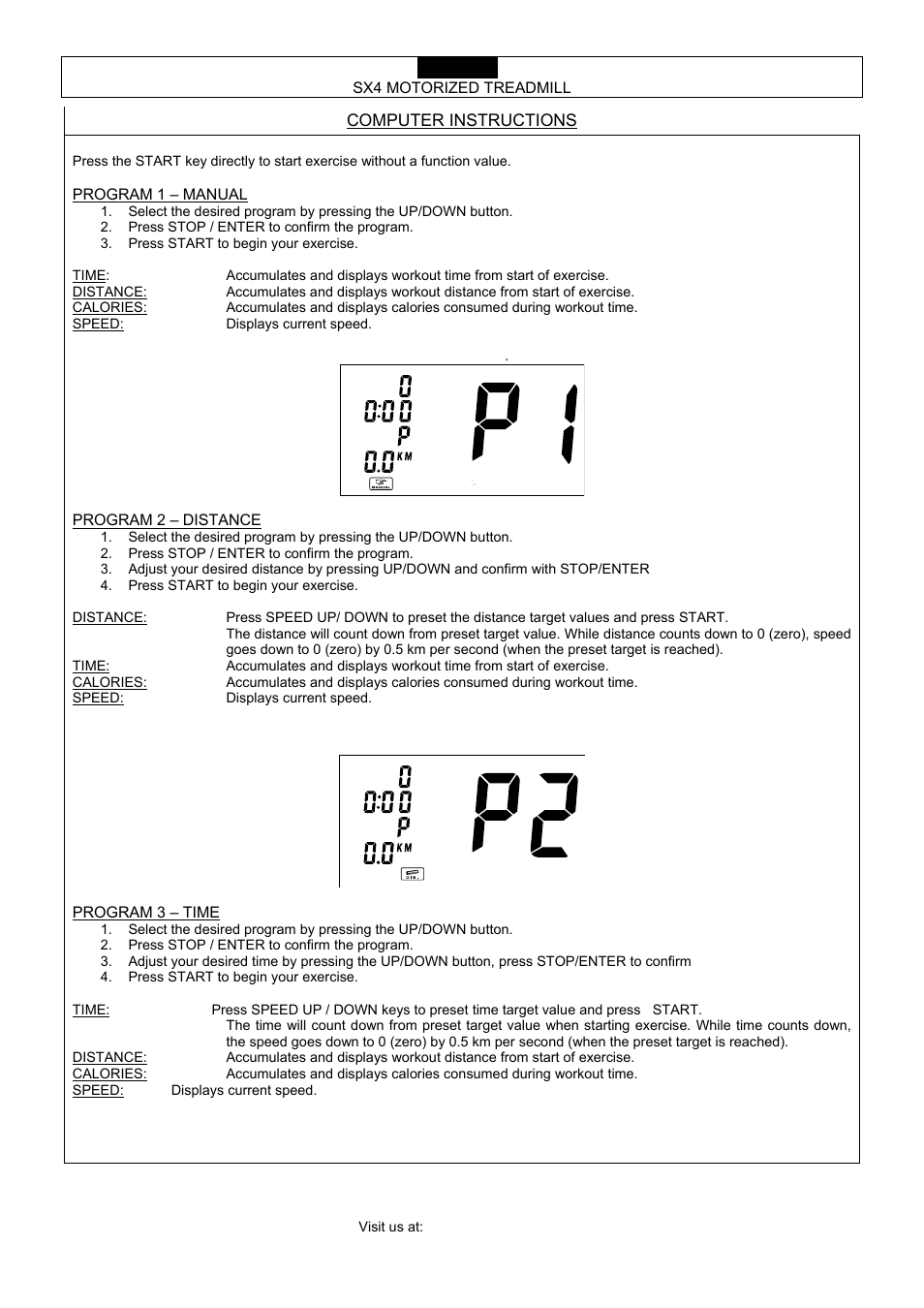 Computer instructions | Smooth Fitness SX4 User Manual | Page 21 / 30