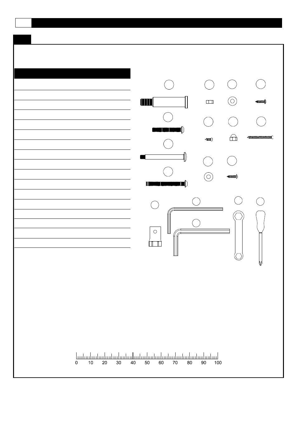 Supplied hardware, Millimeters | Smooth Fitness ELLIPTICAL CE-3.6 User Manual | Page 4 / 41