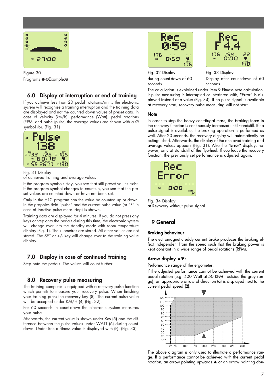 0 display at interruption or end of training, 0 display in case of continued training, 0 recovery pulse measuring | 9 general | Smooth Fitness SMOOTH CE 07858-699 User Manual | Page 7 / 12