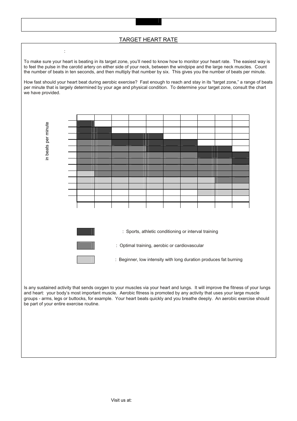 Target heart rate, Find your target heart rate, Age in years | Smooth Fitness CE 2.1 User Manual | Page 34 / 38