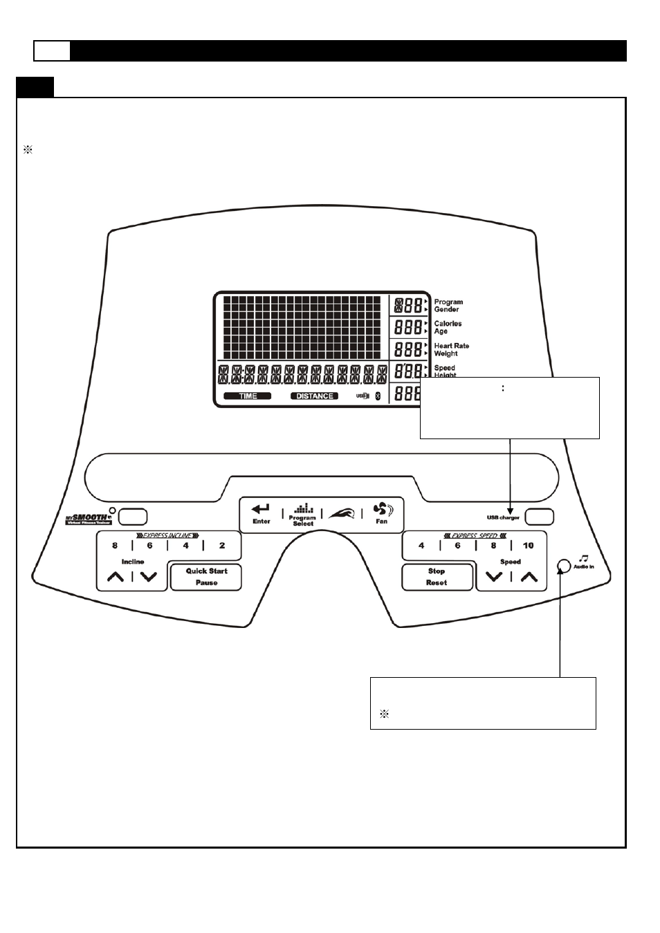 Music jack usage | Smooth Fitness 935 User Manual | Page 42 / 45