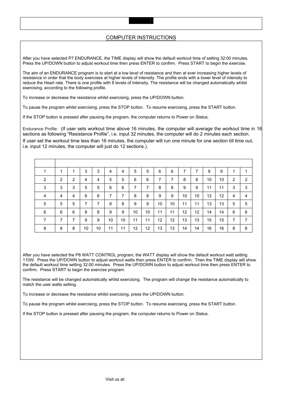 Computer instructions | Smooth Fitness CE 3.2 User Manual | Page 30 / 38