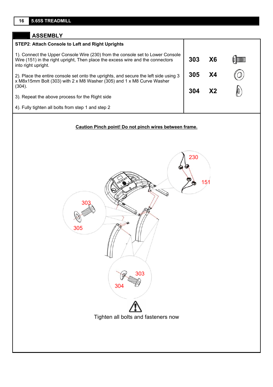 303 x6, 305 x4, 304 x2 | Smooth Fitness 5.65S User Manual | Page 16 / 41