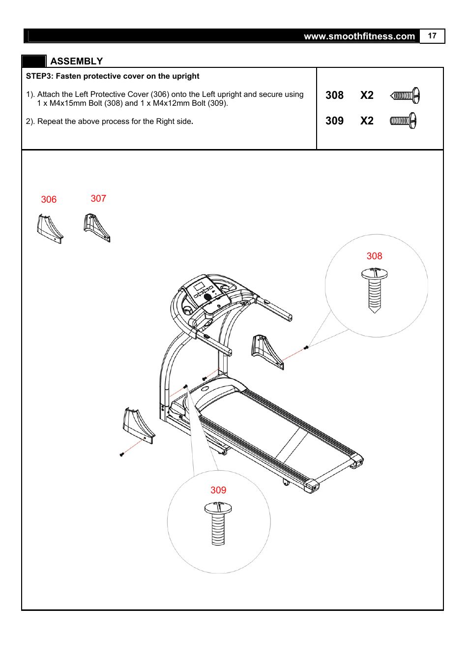 308 x2, 309 x2 | Smooth Fitness 5.65S User Manual | Page 17 / 41