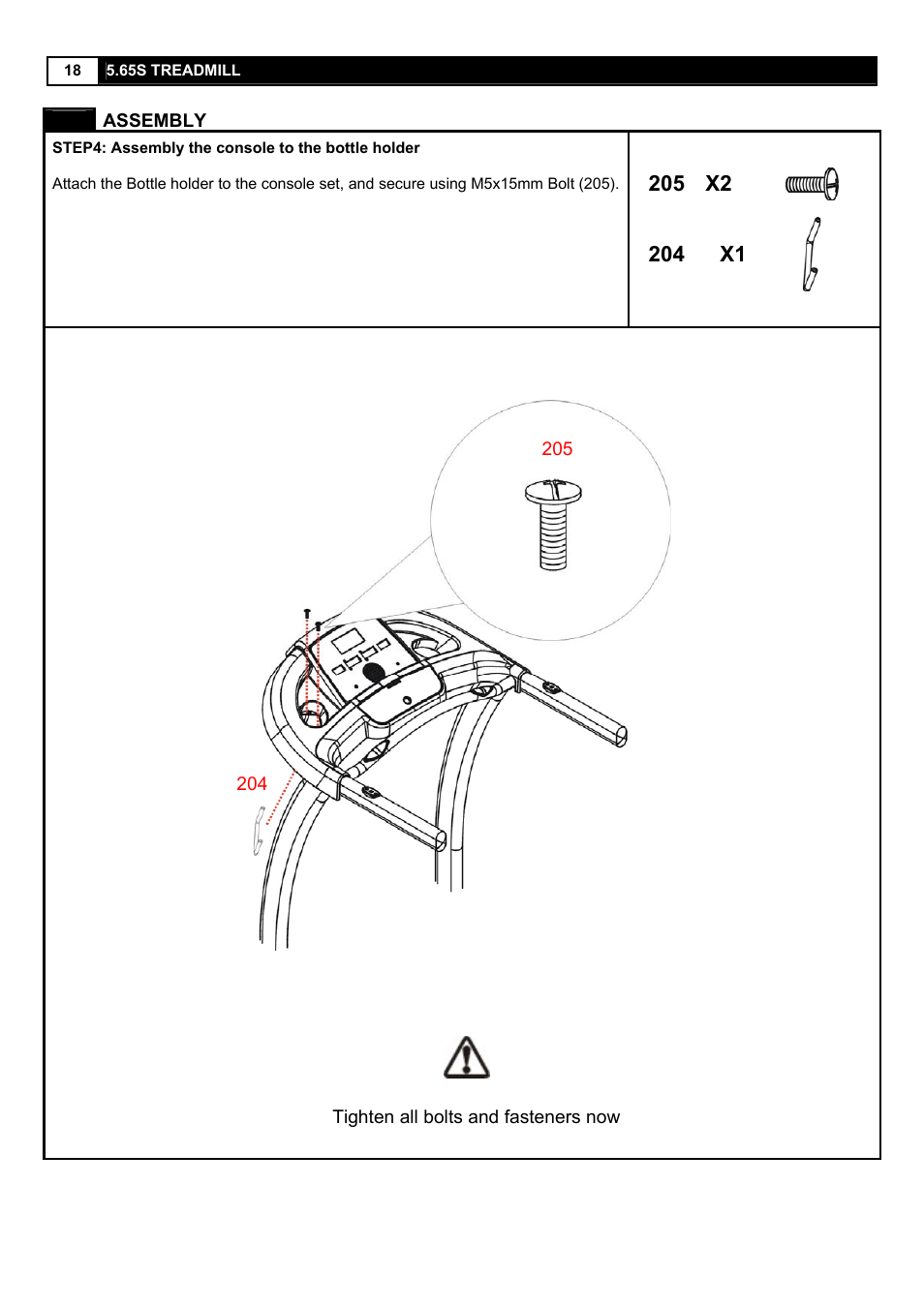 205 x2, 204 x1 | Smooth Fitness 5.65S User Manual | Page 18 / 41