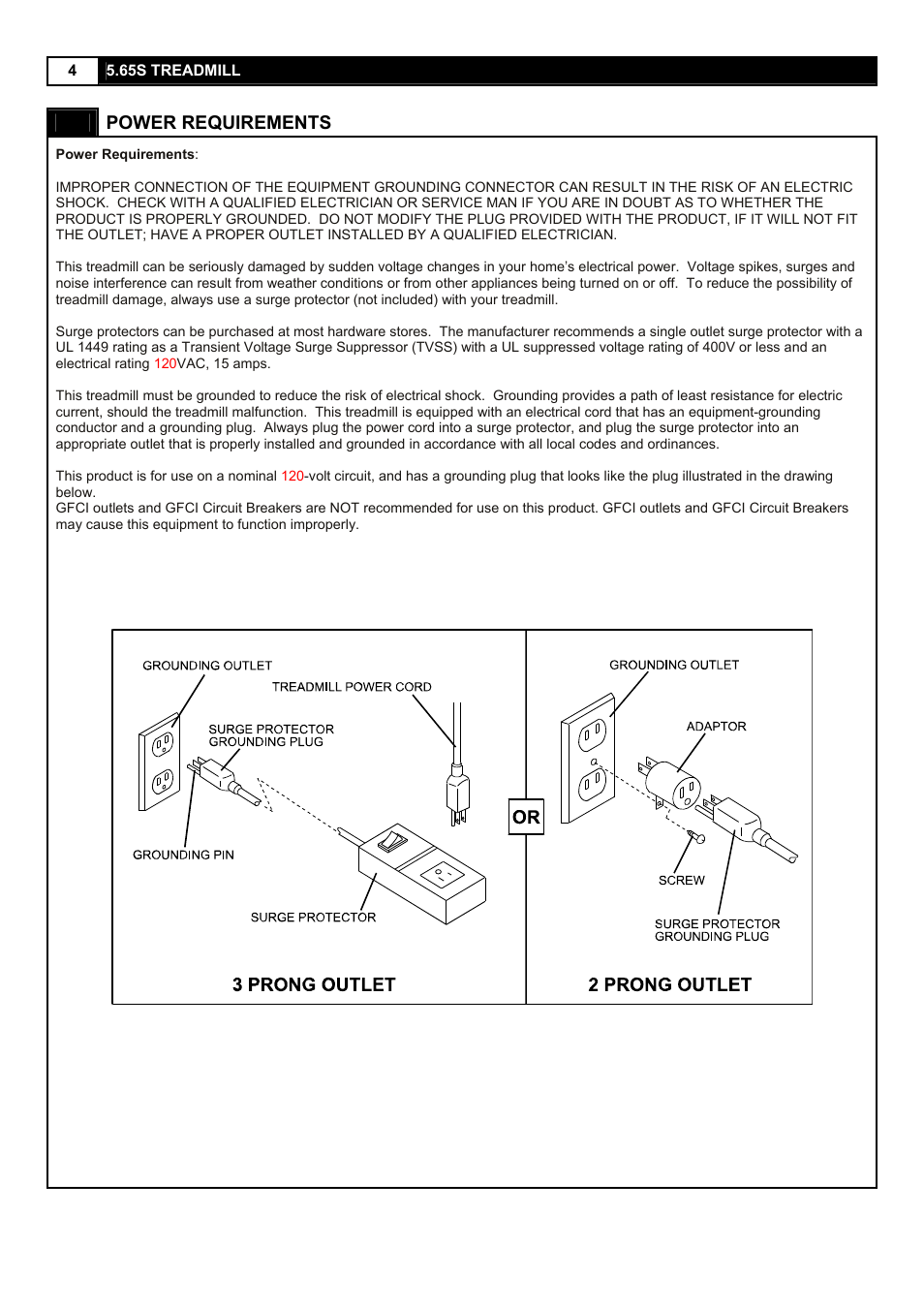 Power requirements | Smooth Fitness 5.65S User Manual | Page 4 / 41