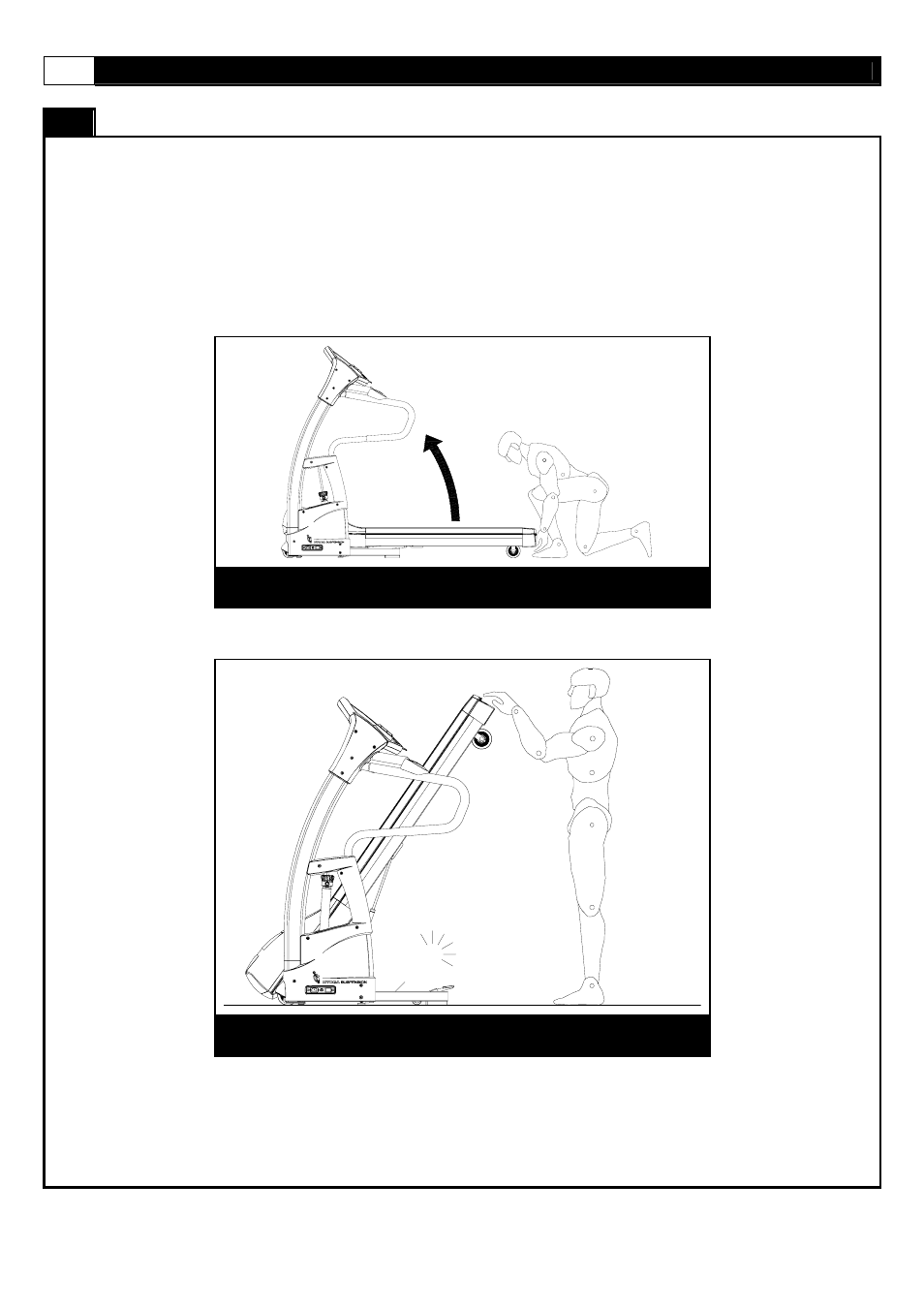 Folding instructions, Lift the deck carefully from the rear | Smooth Fitness Motorized 8.25E User Manual | Page 28 / 47