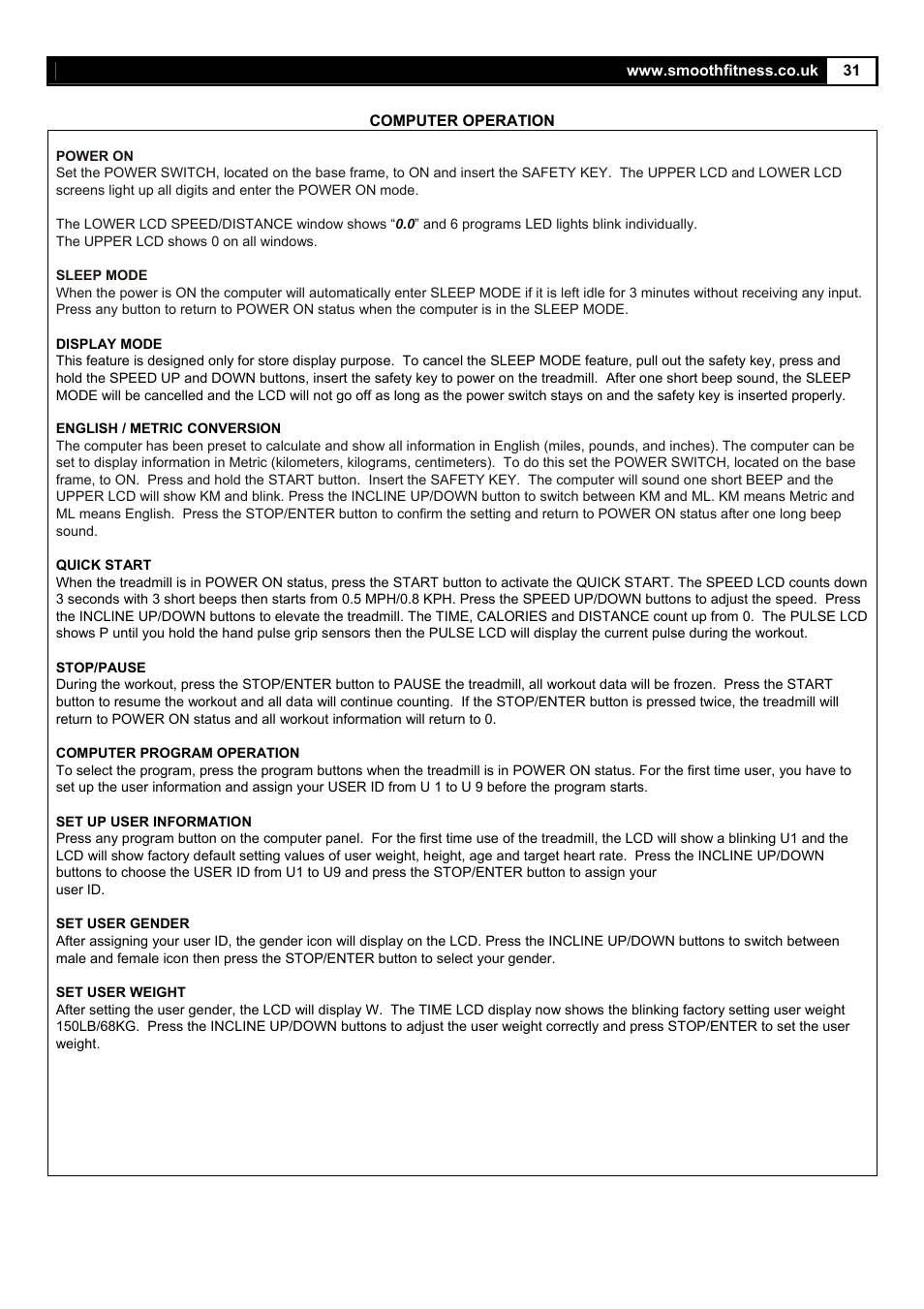 Smooth Fitness 5.25E User Manual | Page 31 / 45