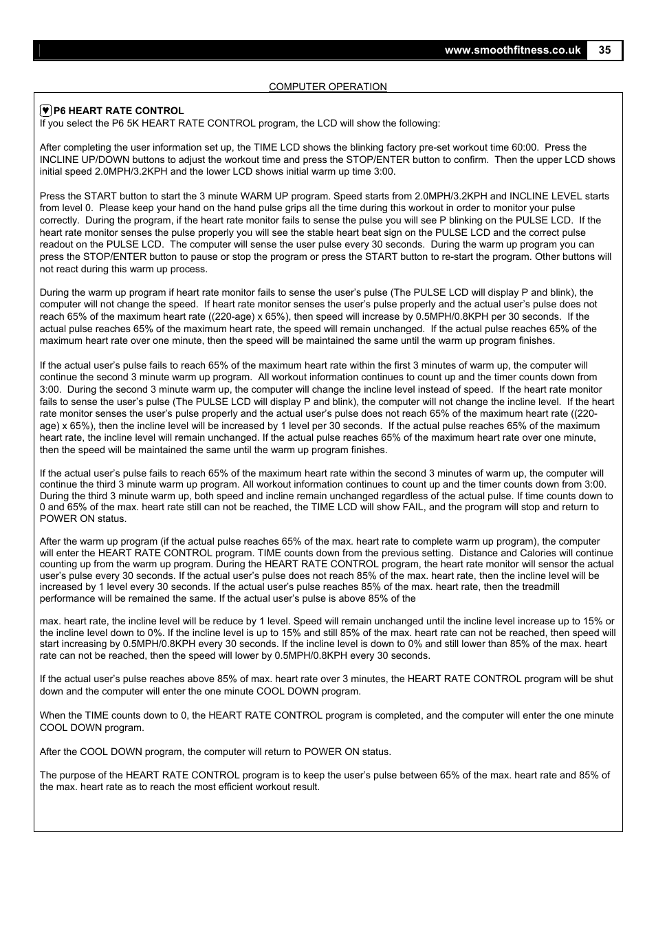 Smooth Fitness 5.25E User Manual | Page 35 / 45