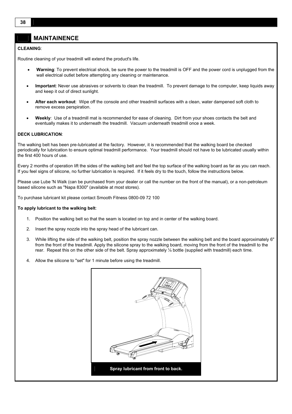 Maintainence | Smooth Fitness 5.25E User Manual | Page 38 / 45