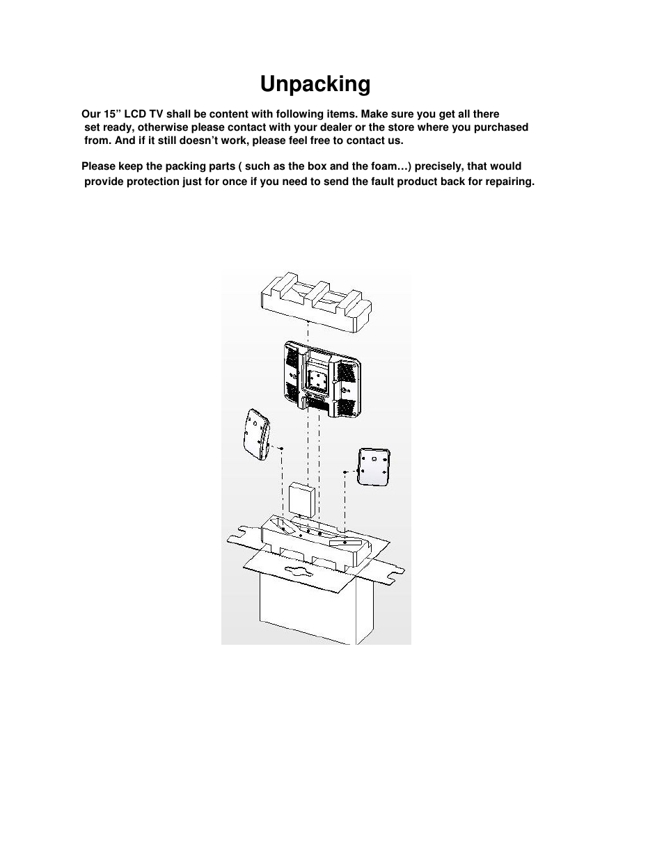 Unpacking | Smooth Fitness 15" TFT LCD MONITOR GMTV15 User Manual | Page 2 / 11