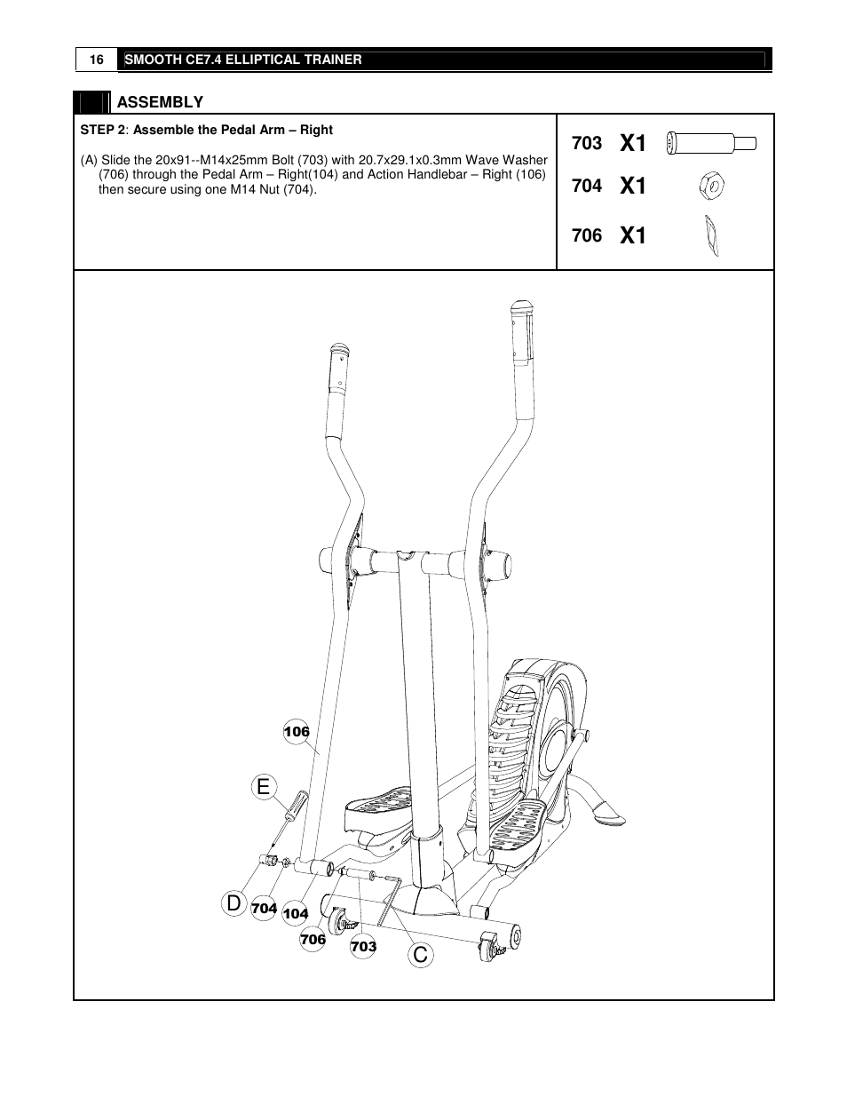 Ce d | Smooth Fitness USER WEIGHT LIMITATION CE7.4 User Manual | Page 16 / 37