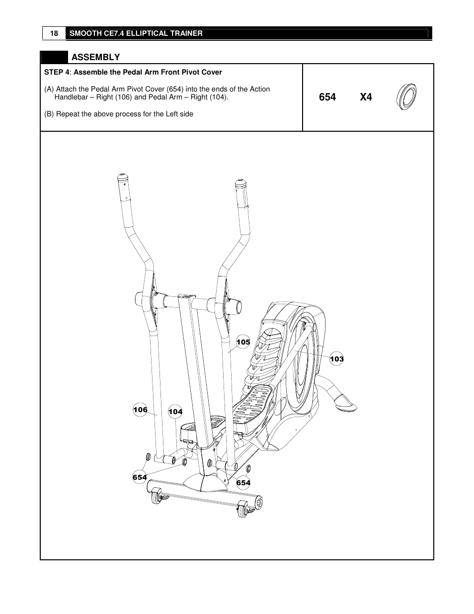 654 x4 | Smooth Fitness USER WEIGHT LIMITATION CE7.4 User Manual | Page 18 / 37