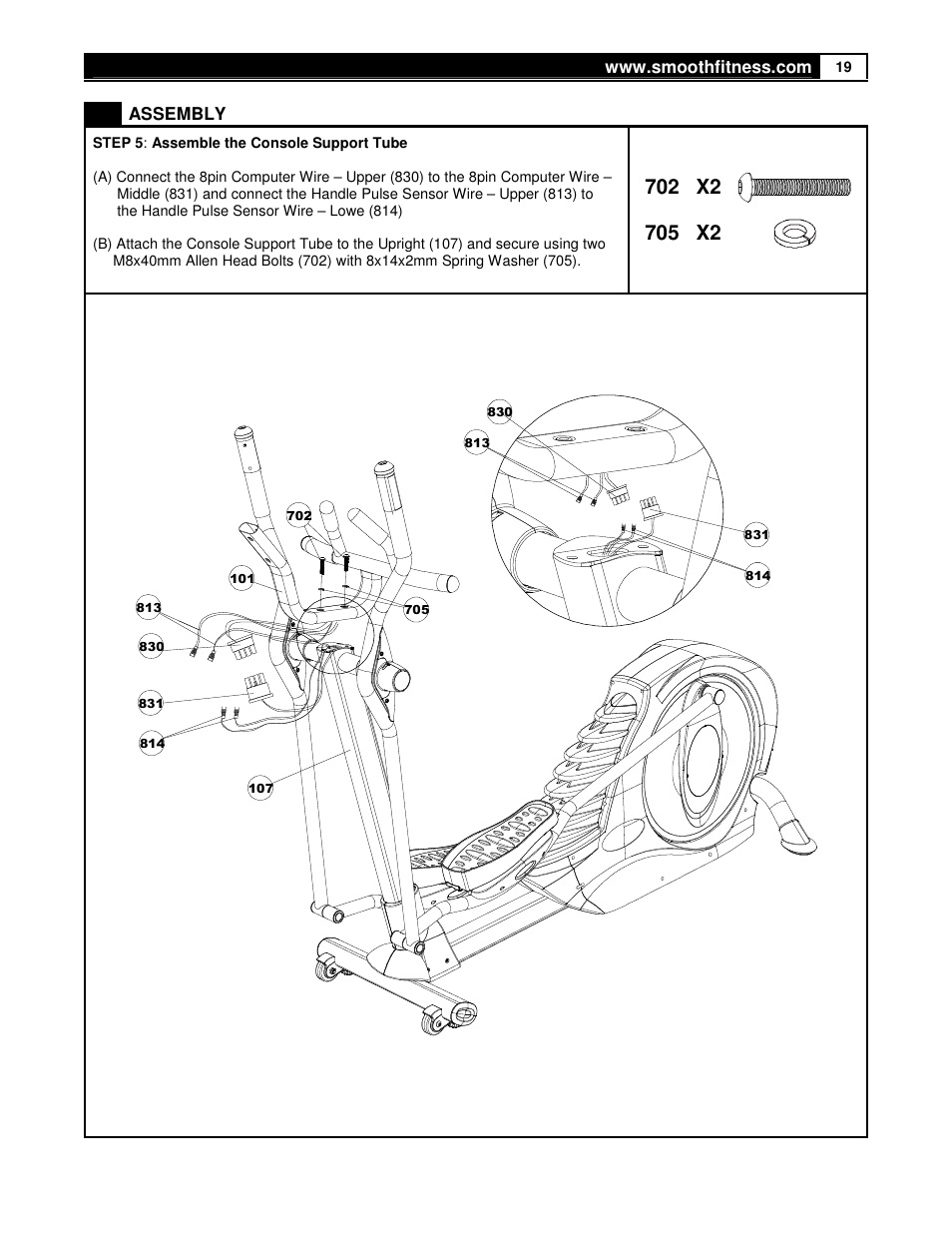 702 x2, 705 x2 | Smooth Fitness USER WEIGHT LIMITATION CE7.4 User Manual | Page 19 / 37